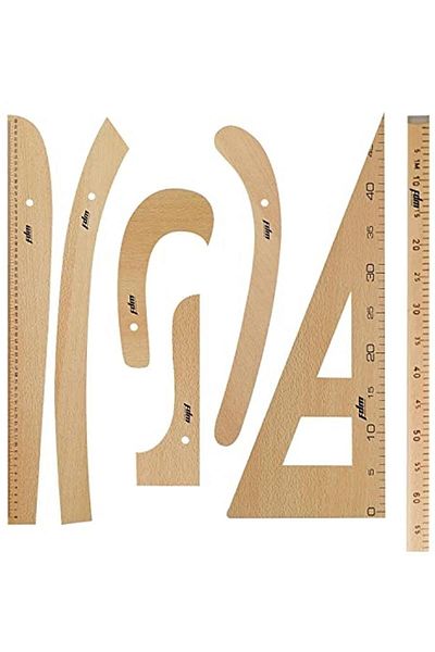 Bayar Kumaş Tailor-modelist-textile 7 Piece Wooden Ruler Riga Miter Set