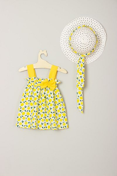 ADABEBEK New Season Ribbon and Bow Lemon Dress