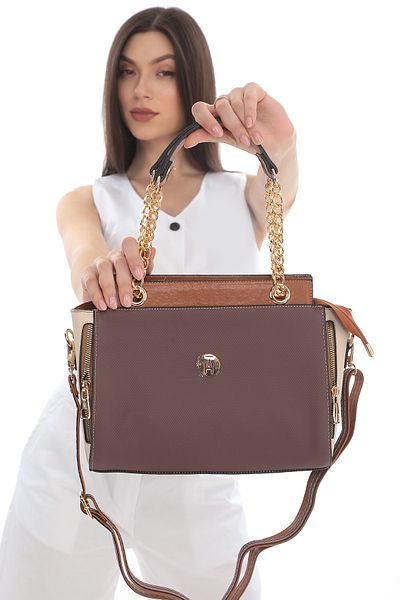TH Women's Shoulder Bag Th-yk13808 Salmon-cream-tan