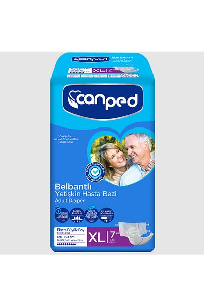 Canped Extra Large Size (XL) 7-Piece Patient Diapers with Waistband