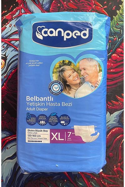 Canped Extra Large Size (XL) 7-Piece Patient Diapers with Waistband