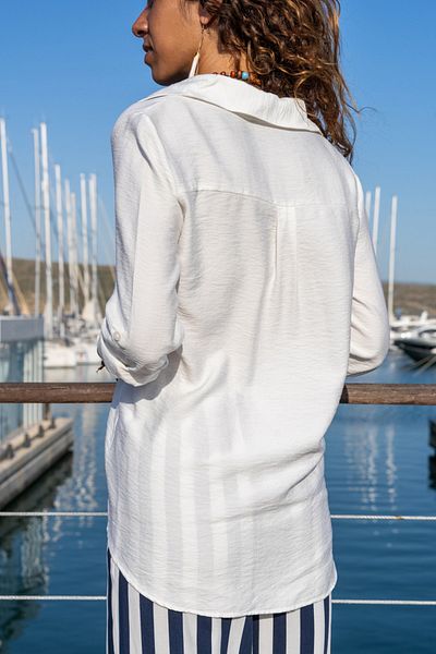 Güneşkızı Női ekrü vászon texturált ing GK-BST3043