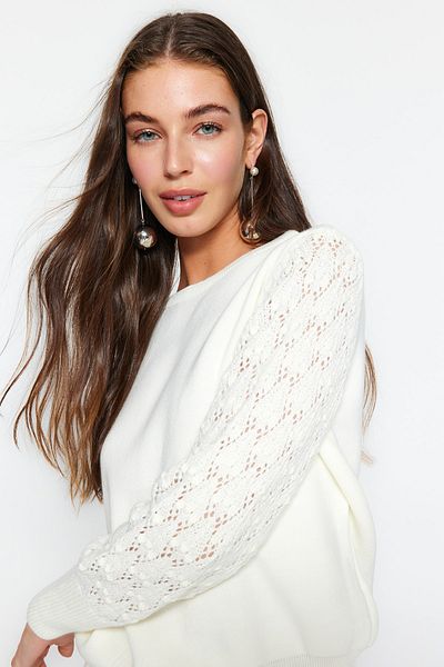 Trendyol Collection Openwork Ecru Knitwear Sweater - Perforated, TWOAW22KZ1422