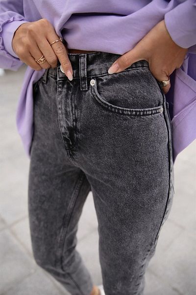 Trn JNS Spanish High Waist Smoked Snow Mom Jeans Lycra Colorfast Smoked Extra Comfortable Mom Jeans