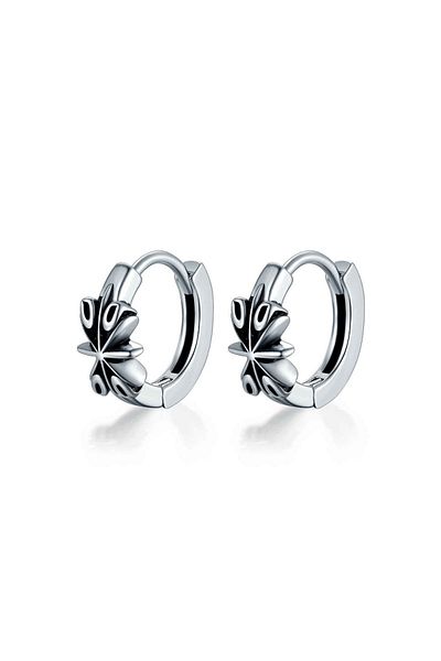 Viking Floral Patterned Boutique Hoop Snap Vintage Stainless & Tarnish Resistant 316L Steel Unisex Earrings