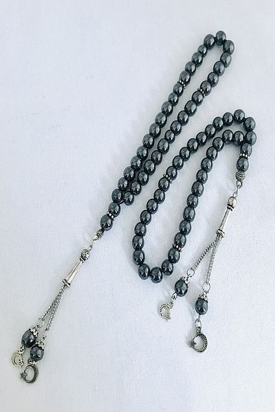 Kardelen 8 Ml Hematite Stone Prayer Beads - Globe Cut, '2 Pieces'