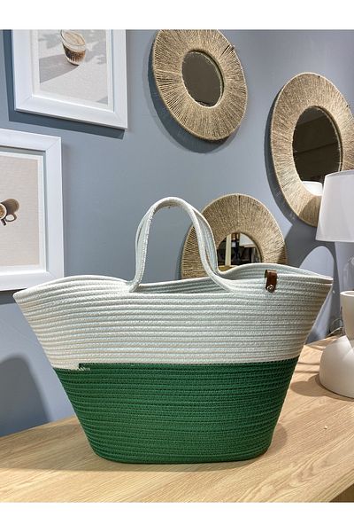 MaVaux Τσάντα παραλίας Jute Straw Look Τσάντα με λαβή γιούτας Vegan Bag