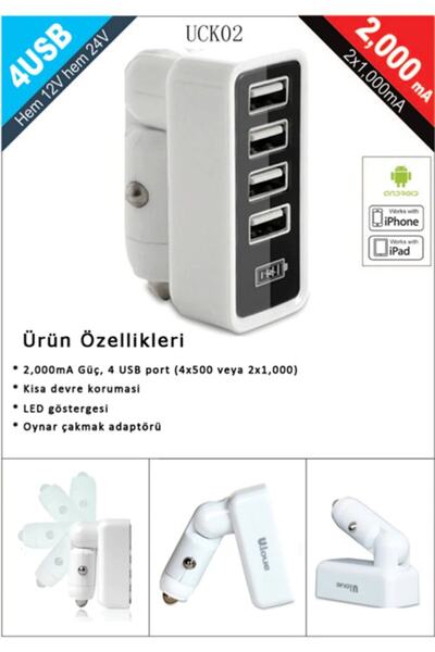 ULOVE 5 ADET ULOVE 4 Porttan Güçlü Şarj 2,000 Ma Uad06 Duvar Üstü UAD06