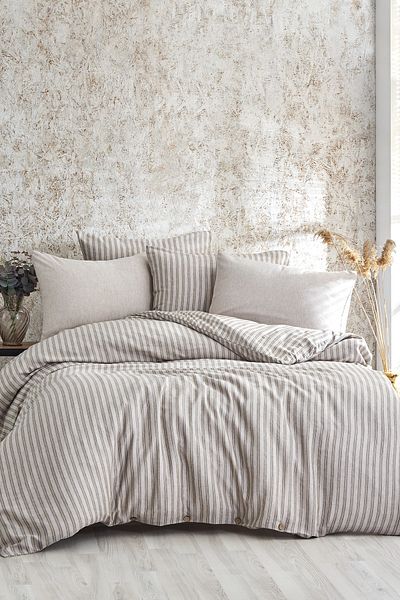 BONJARDİNHOME Σετ Παπλωματοθήκη από Μαλακό Λινό Διπλό