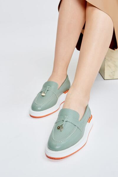 Valmenti Зелени дамски мокасини от естествена кожа Olympe