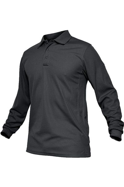GHASSY CO. Ghassy Co. Men's Jersey Golf Polo Shirt Pique Performance Tactical Military Long Sleeve T-Shirt