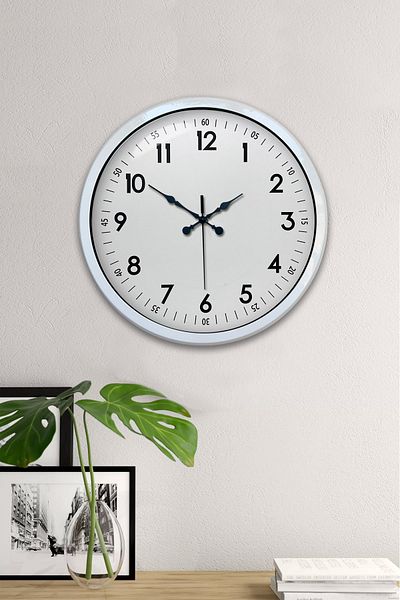 Platin Saat Ceas de perete clasic din metal de 40 cm