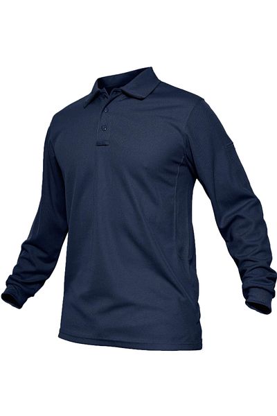 GHASSY CO. Men's Jersey Golf Polo Shirt Pique Performance Tactical Military Long Sleeve T-Shirt