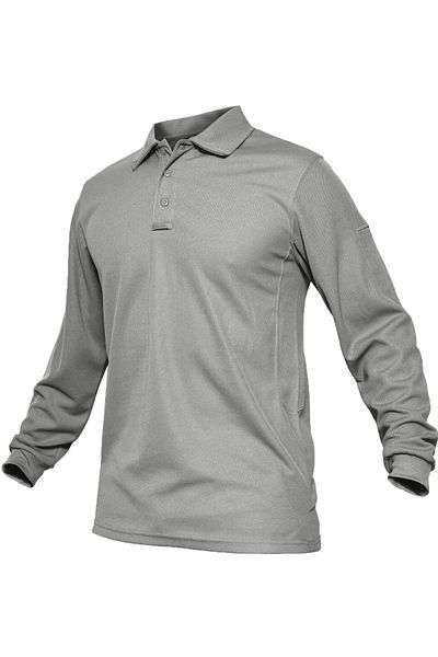 GHASSY CO. Men's Jersey Golf Polo Shirt Pique Performance Tactical Military Long Sleeve T-Shirt