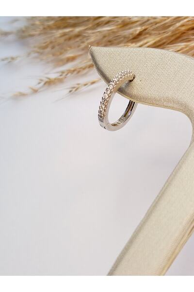 KESKİN GÜMÜŞ 925 Ayar Gümüş Rodyumlu Zirkon Taşlı Trend Erkek Halka Küpe Yılbaşı Sevgililer Günü Hediye