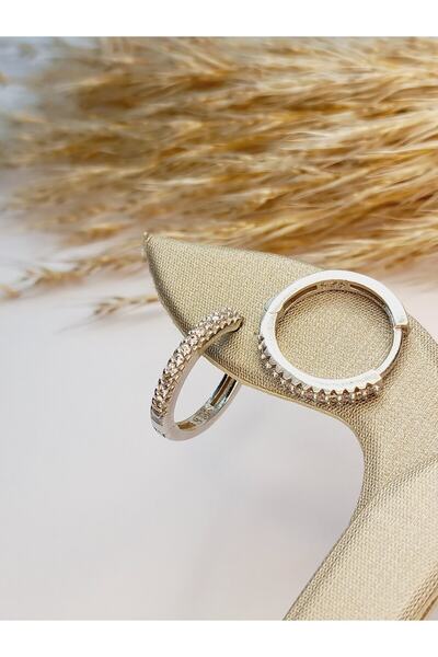 KESKİN GÜMÜŞ 925 Ayar Gümüş Rodyumlu Zirkon Taşlı Trend Erkek Halka Küpe Yılbaşı Sevgililer Günü Hediye