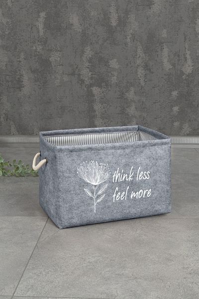 Milenay Multi-Purpose Rectangular Organizer with Felt Handles, Maxi Size, 32x23x23cm, Gray Color