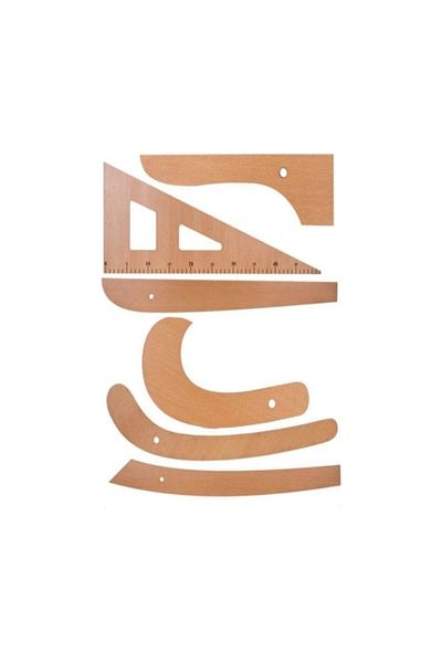 Bayar Kumaş Tailor Wooden Ruler Riga Miter Set 6 Pieces