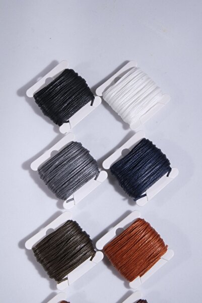 Eskişehir hobi sanat 10 Metre 10 Renk 1mm Mumlu Ip (TOPLAM 100 METRE) Kolye Ipi Takı Tasarım Ipi Bileklik Ipi