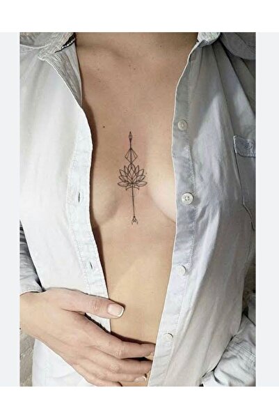 Genel Markalar Göğüs Arası Lotus Çiçeği Geçici Dövme, Tattoo, Kadın Geçici Dövme