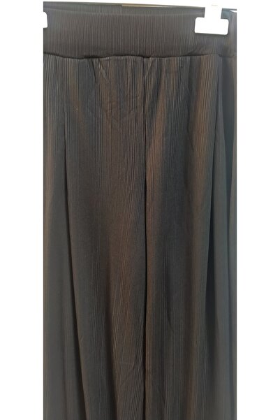 Hepsibitarz Kadın Siyah Merserize Salaş Bol Paça Ispanyol Rahat Iç Göstermeyen Pantolon