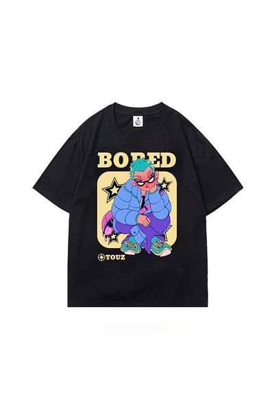 Touz Punk Girl Street Style Oversize Unisex Black T-Shirt
