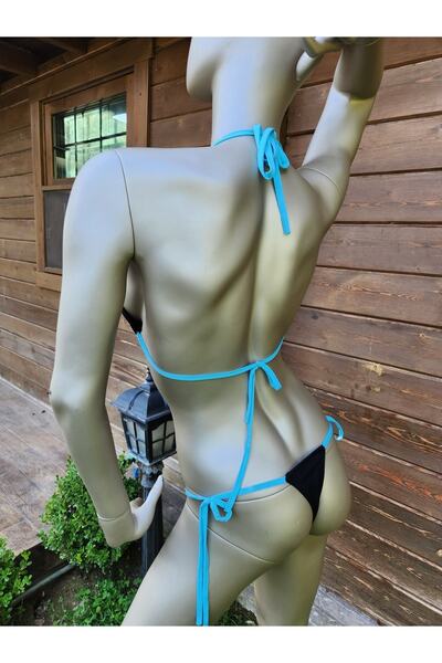 Secret Passion Lingerie СВЕТЛОСИН КОМПЛЕКТ БИКИНИ С ВЪЖЕ И ЧЕРЕН ПЛАТ 1080