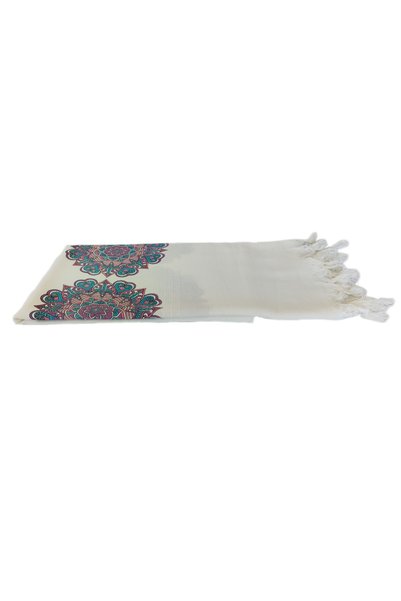 Peştanoz Bamboo Peshtemal, Fan Printed Pattern, Beach Towel, Bath Towel