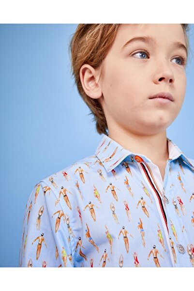 Pan Con Chocolate Хлопчача сорочка з довгими рукавами та малюнком плавця, зелена