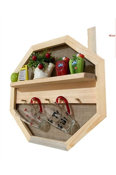 Shop kutuk Kütük Shop Wooden Octagonal Keychain