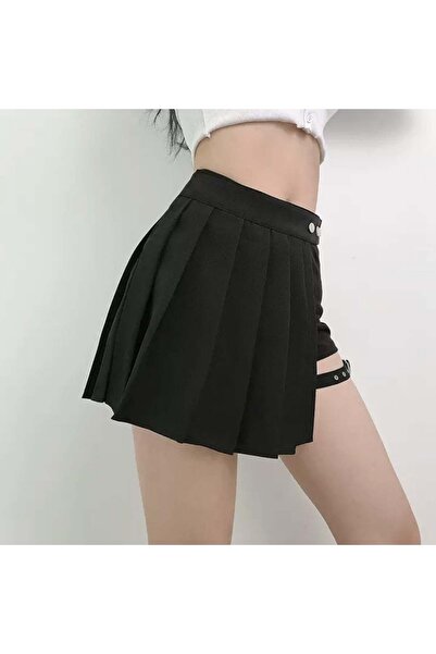 Köstebek Μίνι φούστα με ζώνη σε μαύρο πανκ χρώμα της σειράς Anime Harajuku