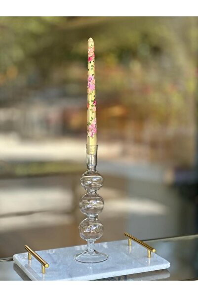 Kübra Özdemir Store Tırtıl Şamdan Cam Mumluk Üfeleme Cam El Yapımı Cam Dekor