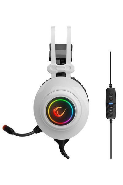 Rampage Rm-k1 Pulsar White Usb 7.1 Surround Vibration RGB Efect de lumină Căști pentru jocuri cu microfon