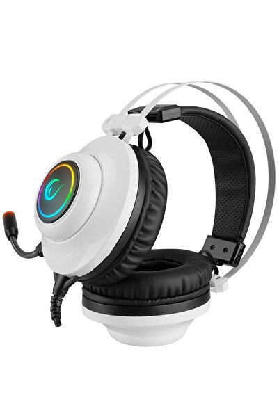 Rampage Rm-k1 Pulsar White Usb 7.1 Surround Vibration RGB Efect de lumină Căști pentru jocuri cu microfon