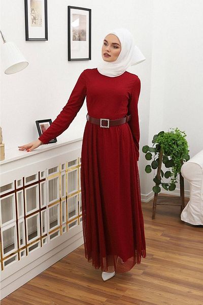 Neşeli Butik Μπορντό Φόρεμα Hijab