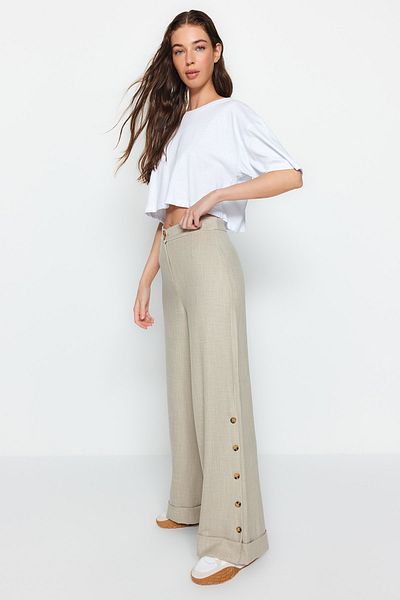 Trendyol Collection Stone Button Detailed Woven Trousers Twoss21Pl0429 Palazzo