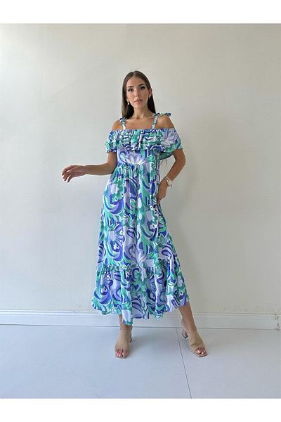 SEDA FİDAN Rochie lungă din viscoză cu bretele ascunse Madonna violet
