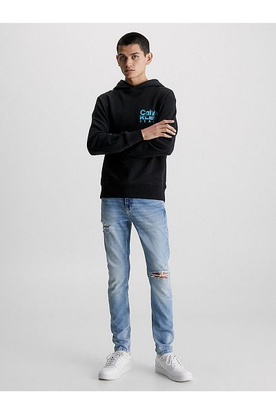 Calvin Klein Blugi pentru bărbați, cu buzunar, din denim, cu picior subțire, albaștri J30J 323362 -1 AA