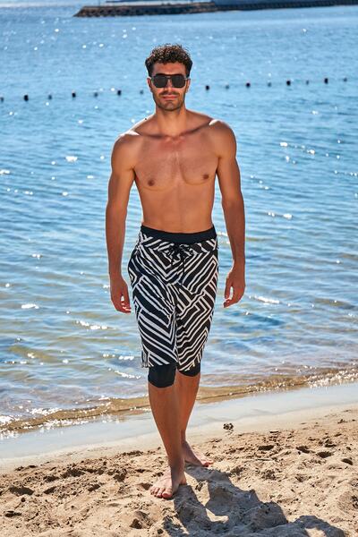 Marina Ανδρικό σορτς με μαύρο σχέδιο S2357