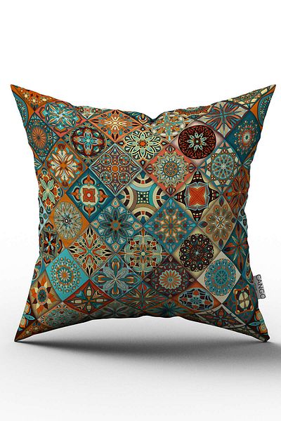 Cango Home Față de pernă cu două fețe, verde portocaliu, retro, cu model vintage, imprimată digitală - Otyk282-ct