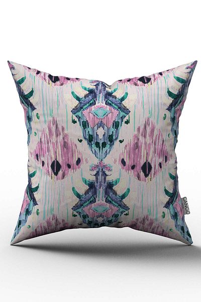 Cango Home Față de pernă decorativă etnică cu două fețe, roz albastru - Cgh183-ct