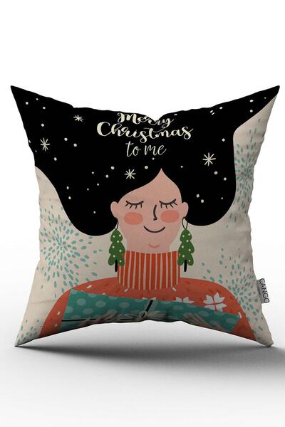 Cango Home Çift Taraflı Turuncu Yeşil Yılbaşı Temalı Kırlent Yastık Kılıfı - ...