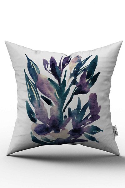 Cango Home Față de pernă cu flori abstracte alb violet - Cgh235