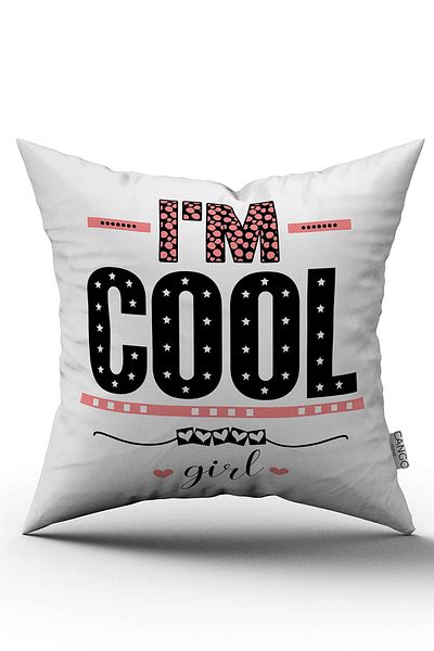Cango Home Alb Negru I'm Cool Written Modern Digital Printing Husă de pernă - Cgh390