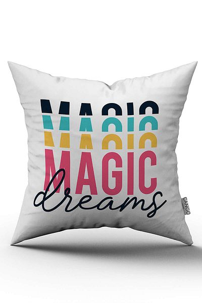 Cango Home Husă de pernă cu imprimare digitală, albă, neagră, Magic Dreamy Written - Cgh439