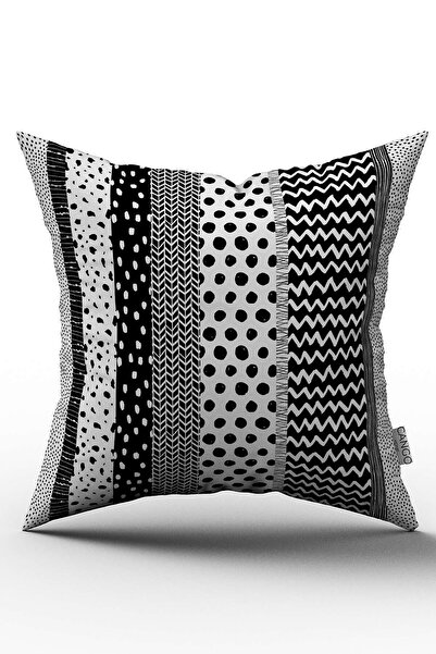 Cango Home Двосторонній біло-чорний геометричний подушковий чохол з смужками - Cgh087