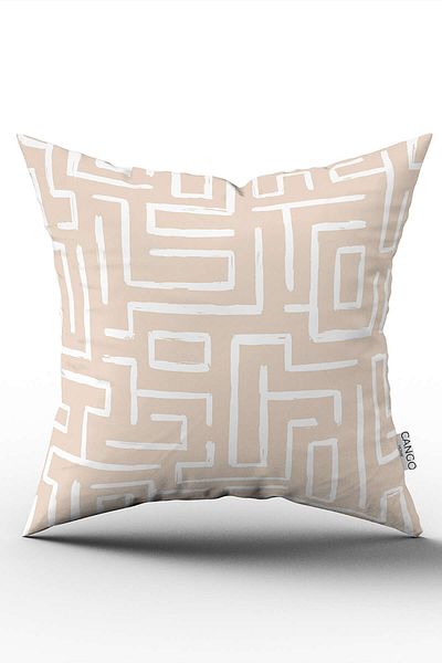 Cango Home Husă de pernă cu model geometric boem alb crem cu imprimare digitală Cgh1203