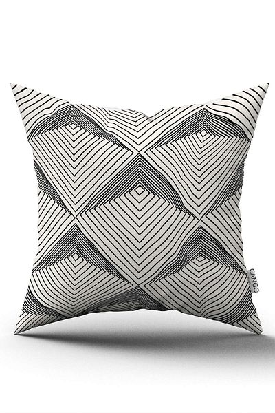 Cango Home Husă de pernă neagră crem boemă scandinavă geometrică imprimată digitală Cgh1226