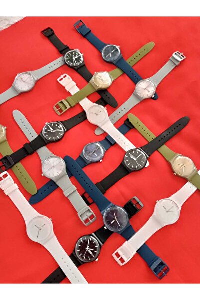 QUARTZ Yuvarlak Kasa Silikon Kordon Takvimli Unisex Kol Saati Siyah