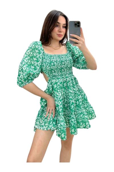 LOVE RAİN FASHİON DRESS WITH BALLOON BACK DETAIL IN SLEEVES